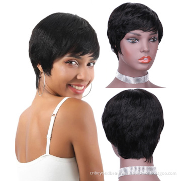 wholesale cheap 100% Human Pixie Cut brazil hair Wig Short Wigs with Bangs  African Wigs for Black Women